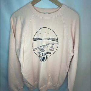 VTG Y2K Graphic crew neck peach Fort Simpson XL sweatshirt pullover fleece EUC